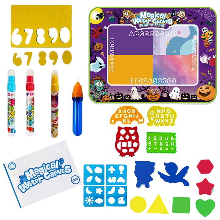 Kit de pictura cu apa, Import ProNice, Halloween, cu sabloane si markere, 120x90cm