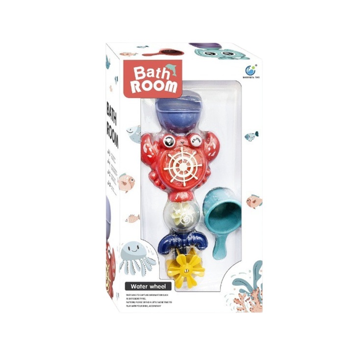 ProNice fürdőjáték, vízkészlet, interaktív kialakítás, aranyos rák, 21,5x10x37,5cm