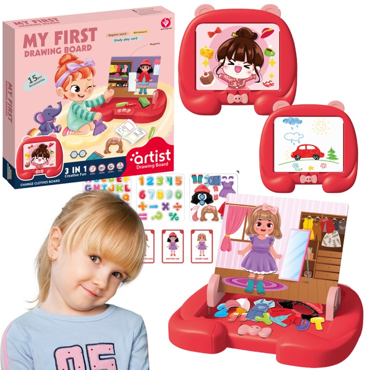 Tablica magnetica educativa, Import ProNice, set cu litere si cifre, 26x24cm, multicolor