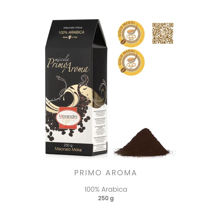 Мляно кафе Morandini Caffe -Primo Aroma, award-winning, 100% Арабика, 250 г, Средно изпечено, Вакуумирана опаковка