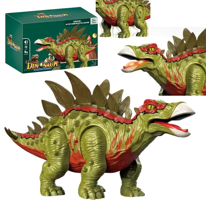 Dinozaur interactiv ProNice Group, realist, efecte sonore, 11x17x36cm