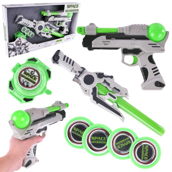 Set pistol de jucarie, Maksik, efecte sonore si luminoase, 48x26x6,2cm