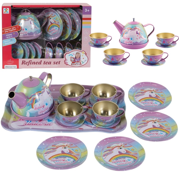 Set de ceai pentru copii, Maksik, tema unicorn, 5 piese, dimensiuni 24,4x17,4x9,5cm