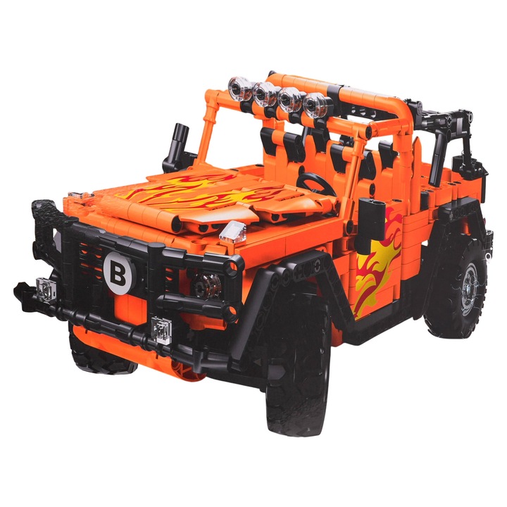 Set de constructie masina off-road rosie R/C 790 piese, 1:14, cu telecomanda si aplicatie mobila, 32x15x14cm