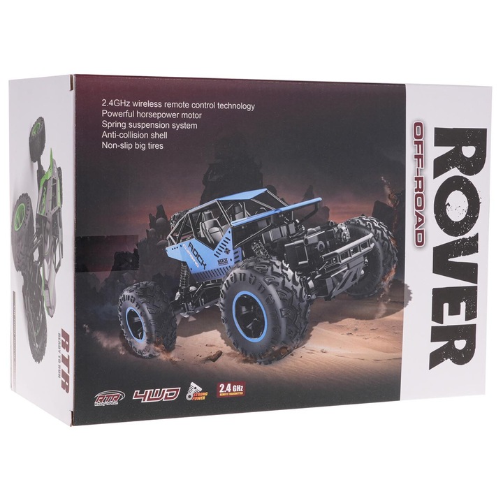 Masina cu telecomanda, ROVER 1:16 R/C, metal, 4x4, albastru/negru, 27x16,5x14cm