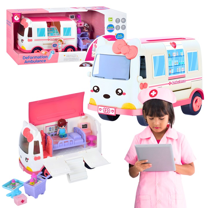 Set joaca doctor, ProNice, ambulans deschis, accesorii, 44x14,5x17,5cm