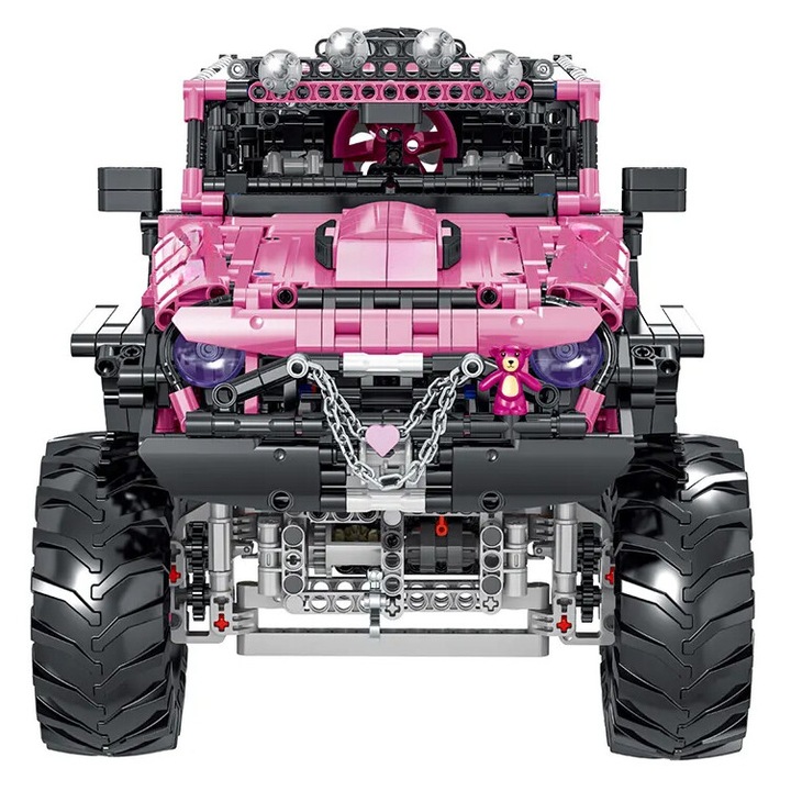 Set de constructie, model masina offroad roz, 2471 piese, 48x22x22cm