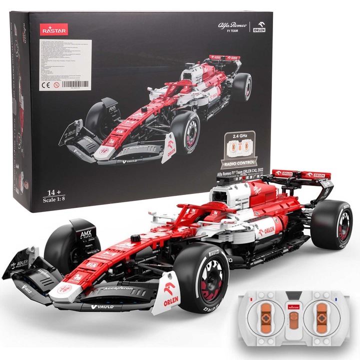 Конструктор, Rastar, 1:8 Alfa Romeo F1 C42, 2261 части, 68x25.6x13.8cm, гумени колела