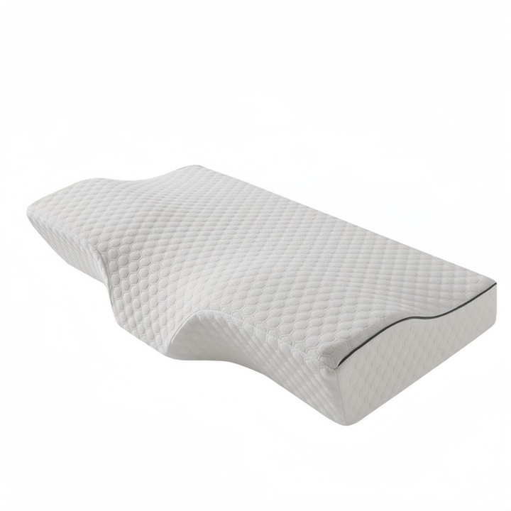 Perna din spuma cu memorie in forma de fluture, suport pentru gat, 30x50cm, alb