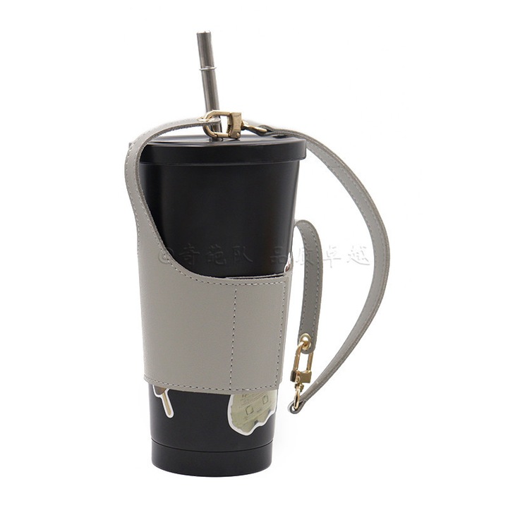 Cupa de cafea calda ajustabila, 75-85mm, 335mm，gri