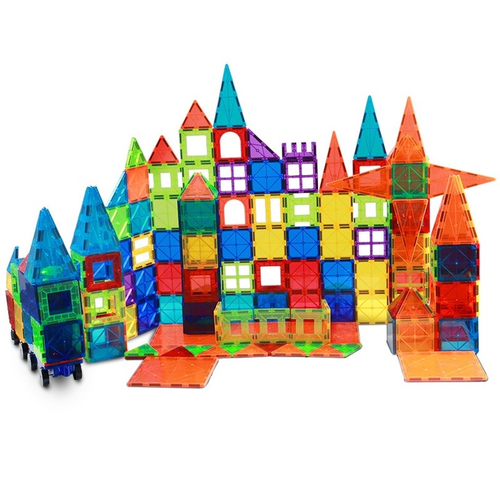 Mágneses építőelemek 120 db, Wepzsxo, Multicolor