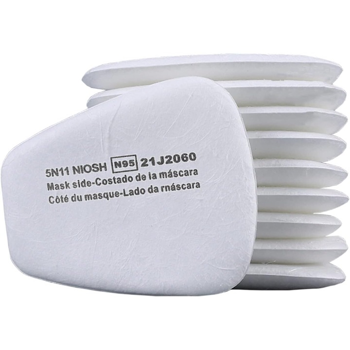 10 buc. Filtru 5N11 - Filtru 6001 pentru Respirator din seria 6200, 6800, 6000, 7501, 7502, filtru de particule din bumbac impotriva vopsei pulverizate cu rasina epoxidica praf de sudare