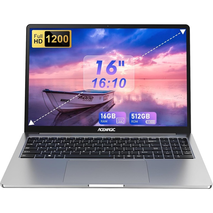 Лаптоп ACEMAGIC, 16-инча, процесор Intel® Alder Lake-N97, 16GB RAM 512GB SSD, Intel UHD Graphics, WiFi, BT5.0, Windows 11 Pro