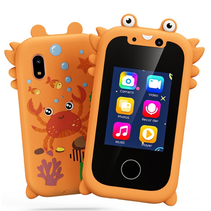 Gyermek okostelefon, játékovic, kamera, memória, zene, oktatási, krab, narancssárga
