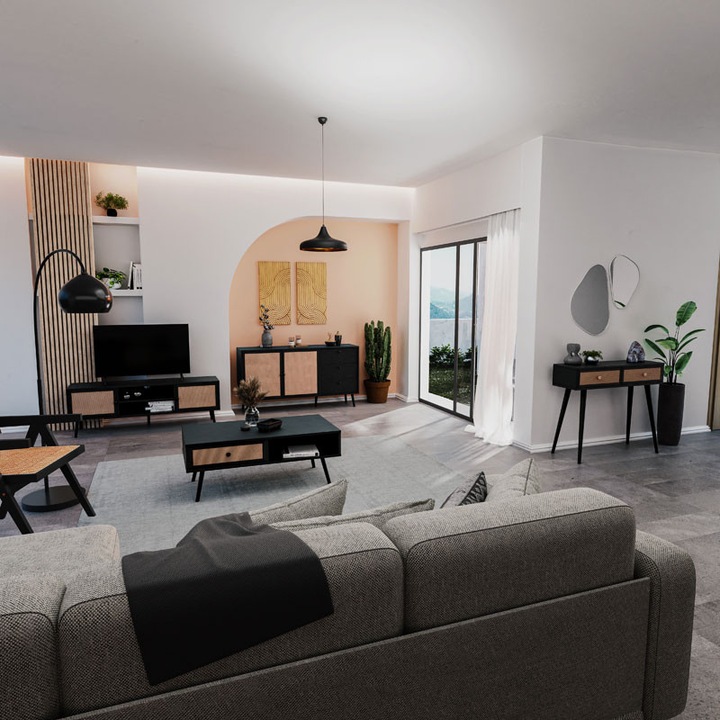 Consola Avenza Home CBX495, Stil Clasic, Negru - Natural 150x39x79 cm