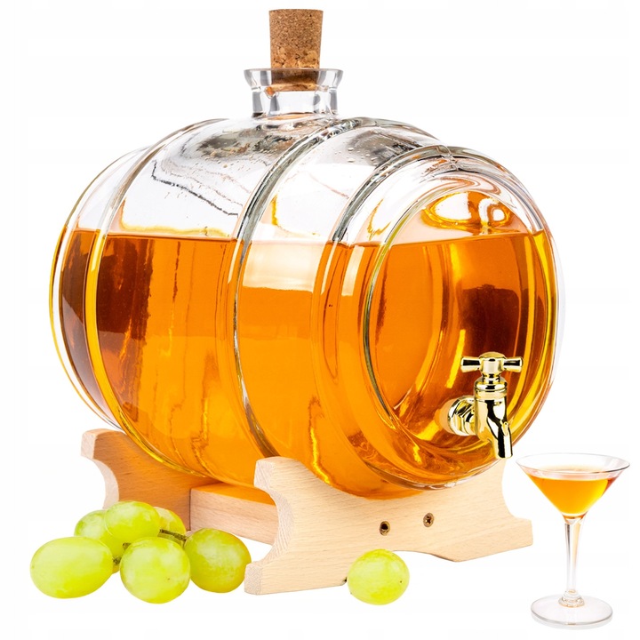 Butoi cu robinet, SuperButelki, 4 l, Sticla, Pentru Whisky, Vodca, Cadou De Ziua De Nastere, Transparent