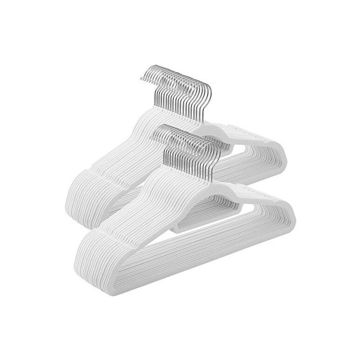 Set 50 umerase din catifea, Songmics, S10, Alb, 43 cm