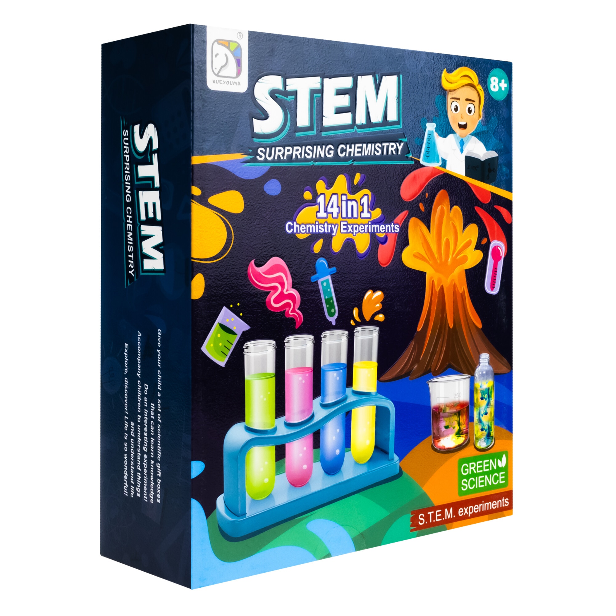 Set chimist, laborator pentru copii, 14 experimente, multicolor, 8