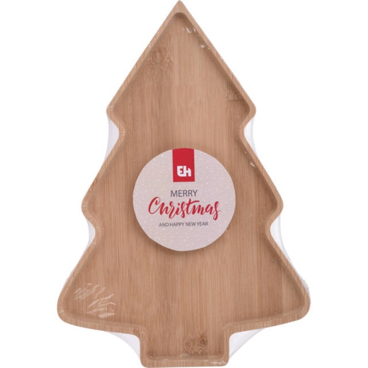 Farfurie din lemn, in forma de brad