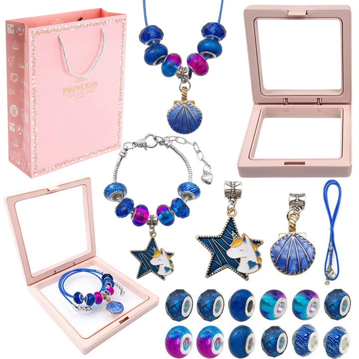 Set de creatie bijuterii ProNice, 10 margele, 2 charms, bratara, rama, 28x20cm