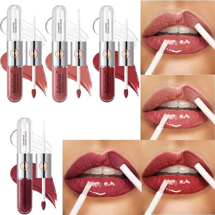AONYIYI szájfény készlet, 4 árnyalat, hosszantartó formula, nem ragadós, piros/rózsaszín
