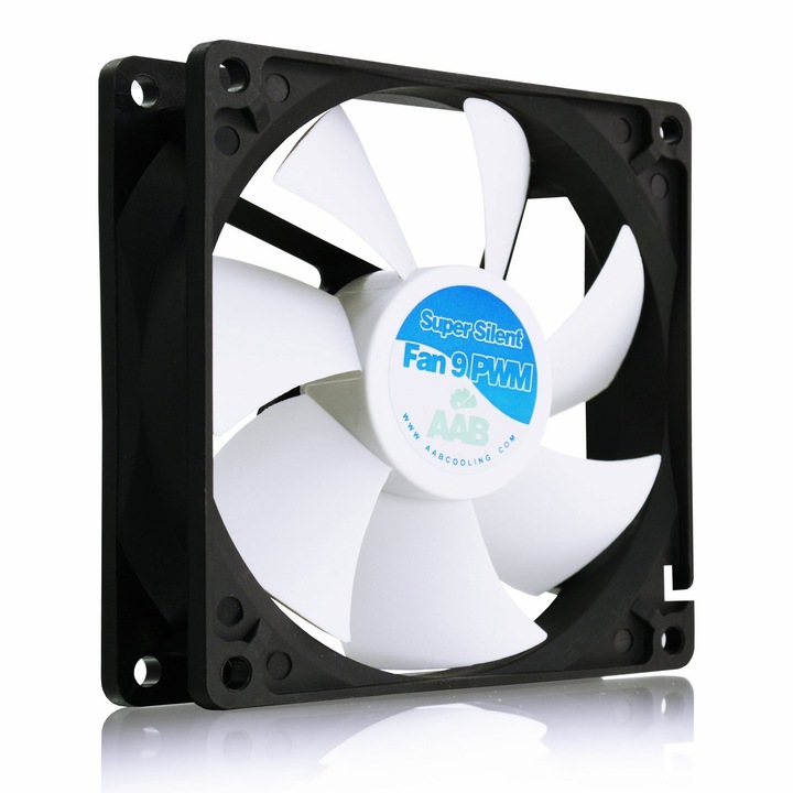 PC вентилатор, AABcooling, Super Silent 9 PWM, 92x92x25mm, 4-pin, 100000h MTBF, 17.5~58 m3/h, черен