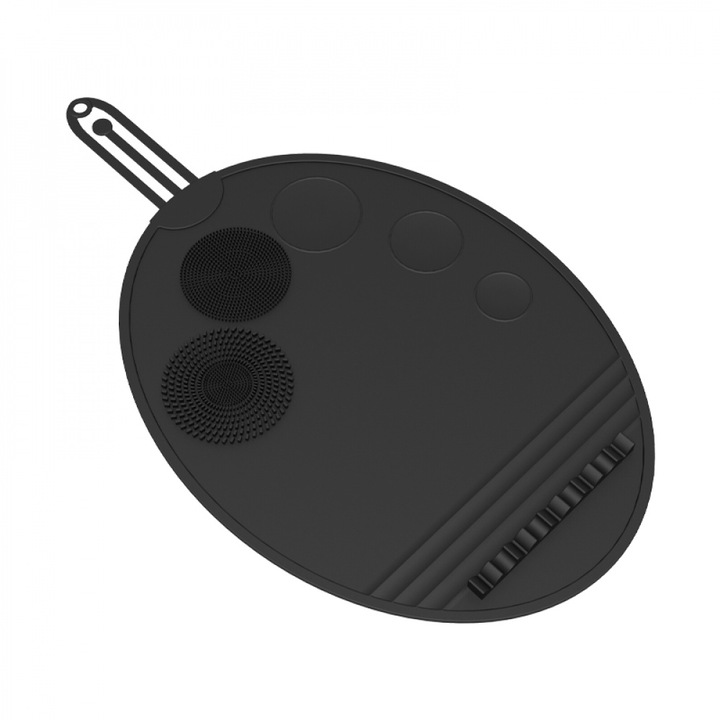 Mat de curatare pensule machiaj AONYIYI, silicon negru, rezistent, multifunctional