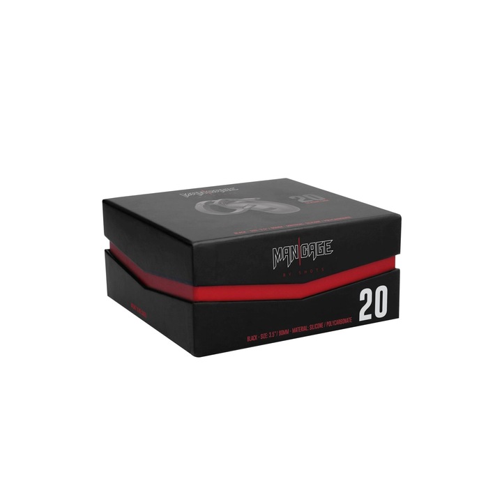 Комплект за робство ManCage, модел 20,целомъдрие, 3 "5", силиконова клетка, черен