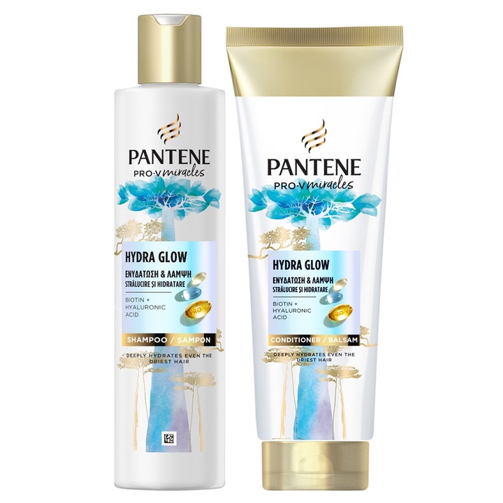 Set Sampon Pantene Pro-V Miracles, Hydra Glow, 250 ml si Balsam 160 ml