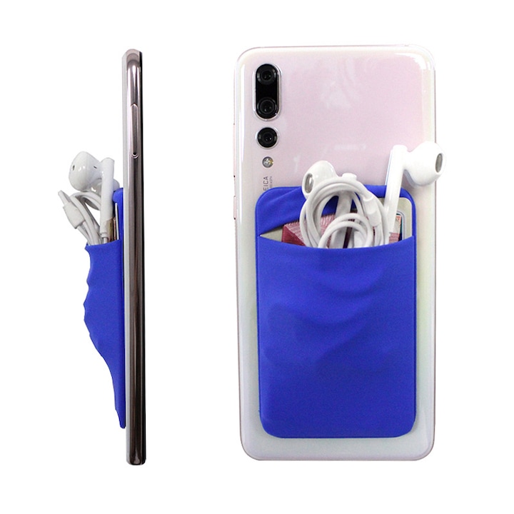 Husa elastica pentru telefon mobil, 58x93mm, albastra, multifunctionala