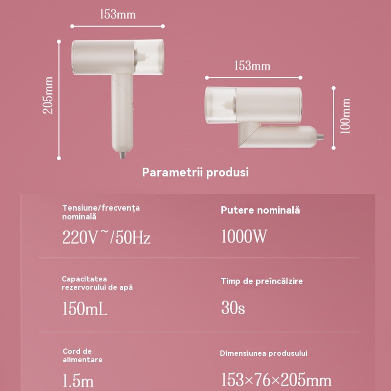 Aparat de calcat vertical cu aburi, Fudisenn ，1000 W, 20 g/min, compact si pliabil, rezervor detasabil 150 ml, Eliminare eficienta a ridurilor din haine，husa, roz