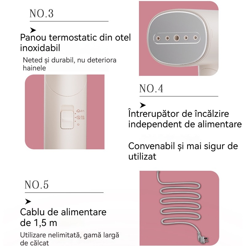 Aparat de calcat vertical cu aburi, Fudisenn ，1000 W, 20 g/min, compact si pliabil, rezervor detasabil 150 ml, Eliminare eficienta a ridurilor din haine，husa, roz