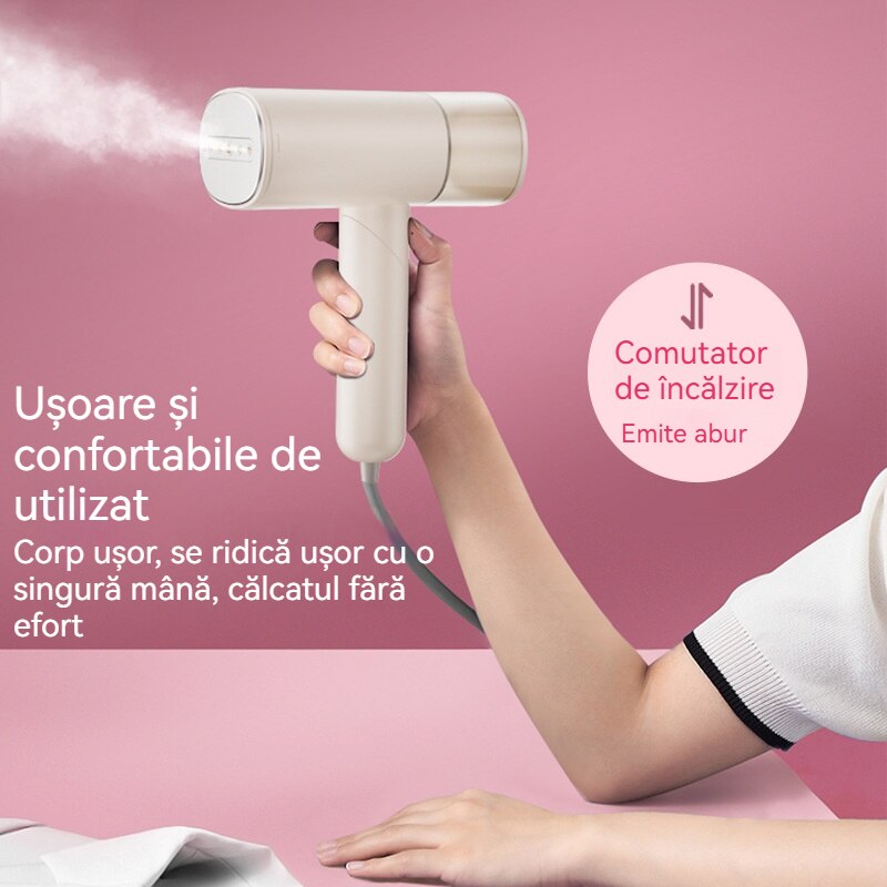 Aparat de calcat vertical cu aburi, Fudisenn ，1000 W, 20 g/min, compact si pliabil, rezervor detasabil 150 ml, Eliminare eficienta a ridurilor din haine，husa, roz