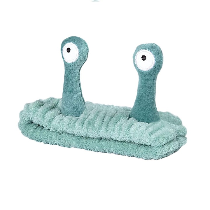 Лента за коса за грижа, дизайн на охлюв, ластик, зелена, 1 бр