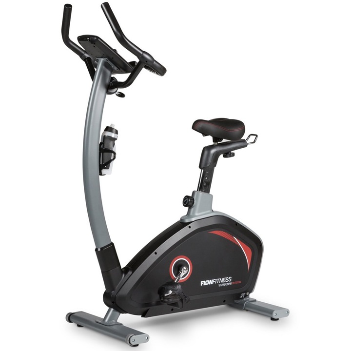 Велоергометър Flow Fitness DHT2000I, Тегло на потребителя 135 кг, 24 тренировъчни програми, Bluetooth, Поддръжка на таблет/смартфон, Транспортни колела, Регулируема седалка