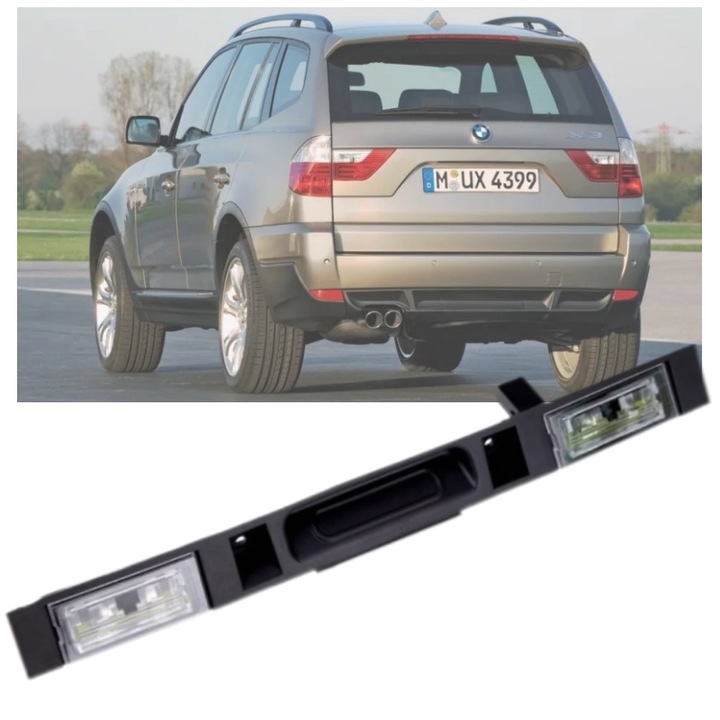 Ornament hayon cu buton deschidere portbagaj cu lampi numar BMW X3 E83 51133403611 Santos, Usor de instalat, materiale rezistente, Negru