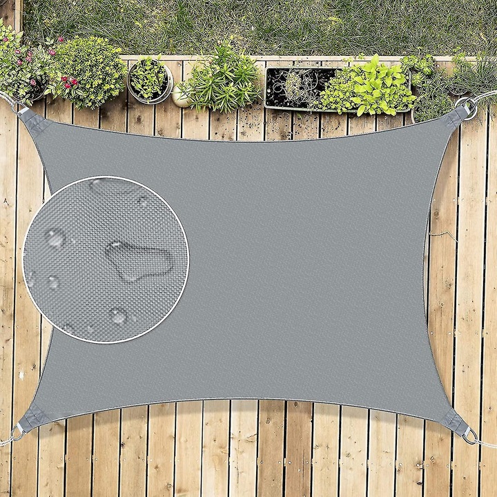 Сенник, Правоъгълна слънцезащитна тента 3x3м, Водоустойчив сенник, 95% UV защита с безплатно въже за външно ползване, градина, двор, вътрешен двор, парти (1 бр.)