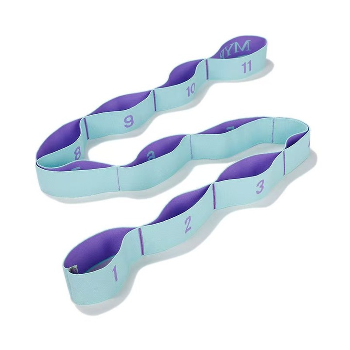 Coarda elastica pentru yoga, 125cm, albastra, pentru umeri