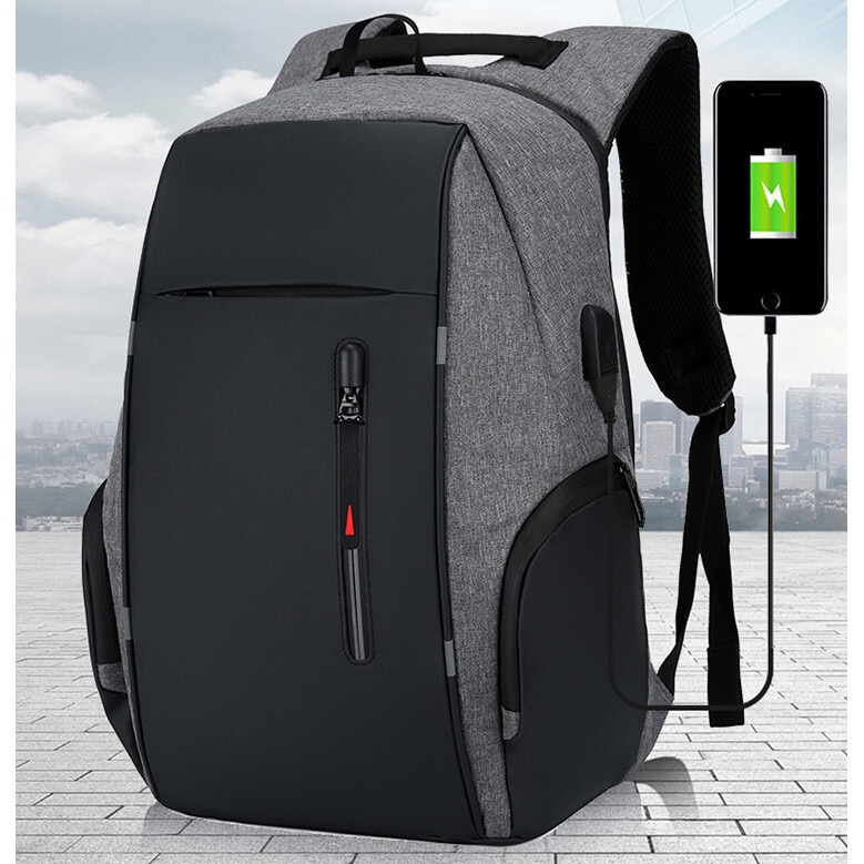 Rucsac barbati, geanta laptop, capacitate mare, interfata USB, negru