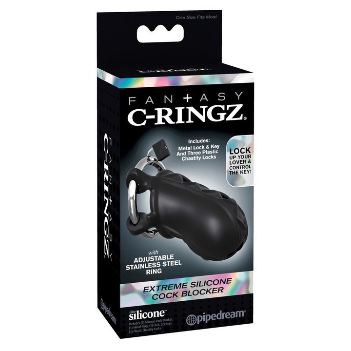 Fantasy C-Ringz, Set bondage, Blocant Extrem De Silicon Pentru Penis Negru