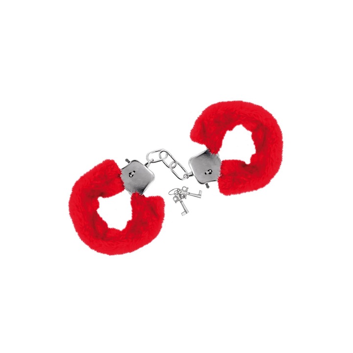 Sweet Caress RED WRIST HANDCUFFS - catuse elegante cu blanita, ideale pentru jocuri senzuale