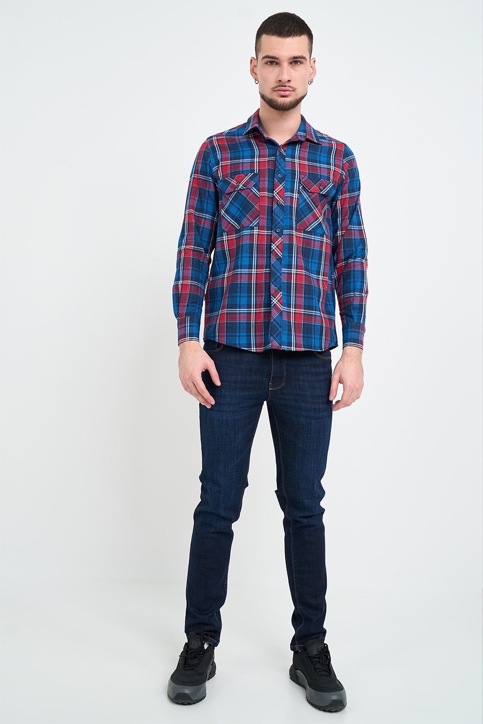 Lee Cooper, Camasa cu buzunar pe piept, Rosu, Albastru, XL