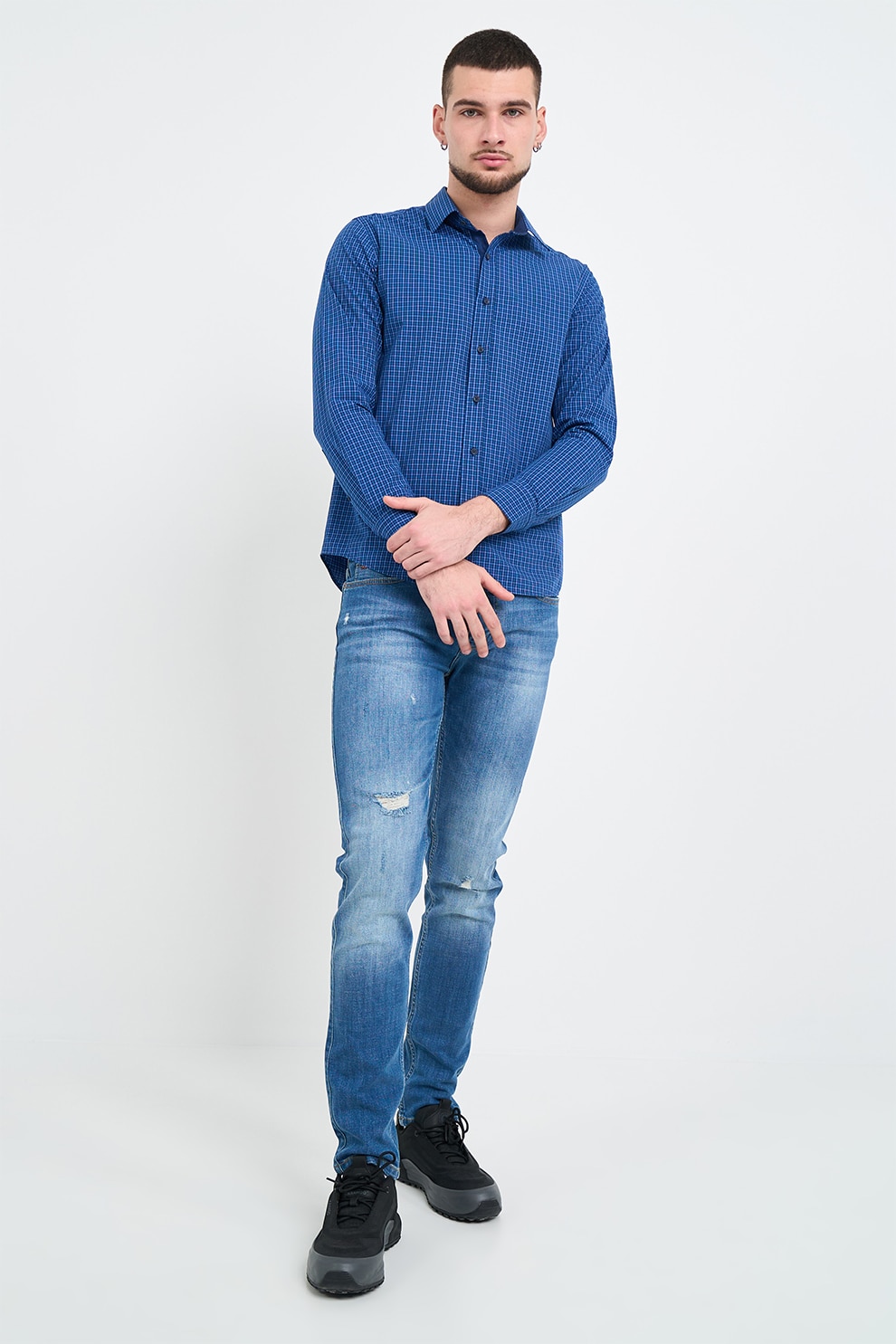 Timeout, Camasa slim fit, Albastru, XL