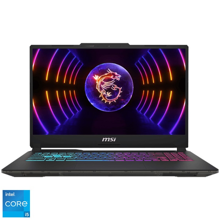 MSI Cyborg 15 A13VF Gaming laptop Intel® Core™ i5-13420H processzorral akár 4,6 GHz, 15,6", IPS, Full HD, 144 Hz, 16GB DDR5, 512GB SSD, NVIDIA® GeForce RTX™ 4060 8GB GDDR6, No OS, Fekete
