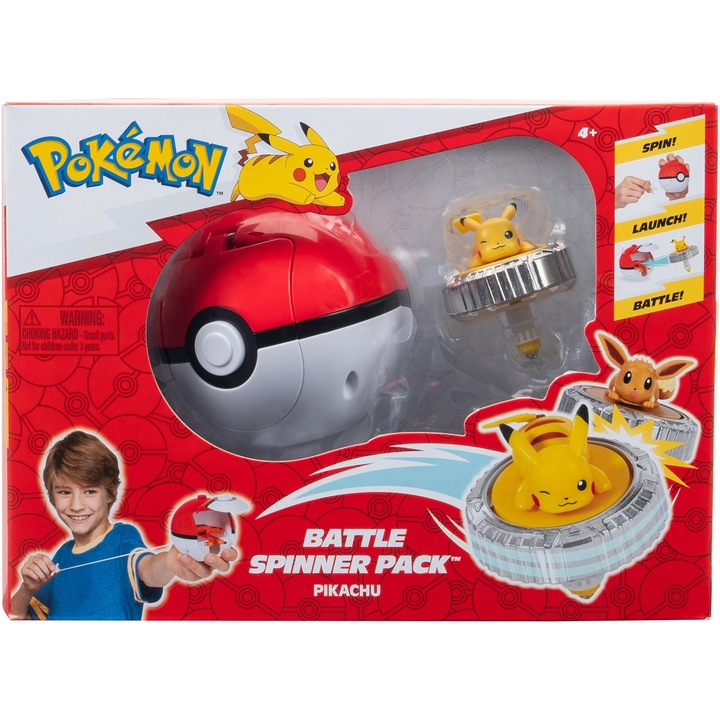 Játékkészlet Csatapörgető figurával Pokemon, Pikachu 01 and Poke Ball, 5 cm
