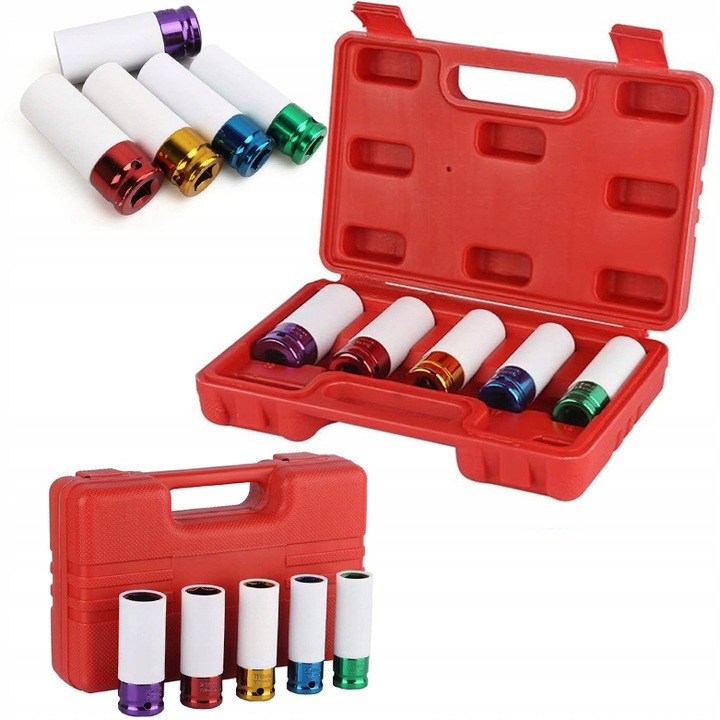 Set 5 adaptoare pentru piulite roata Rosfix, 15/22mm, crom vanadiu