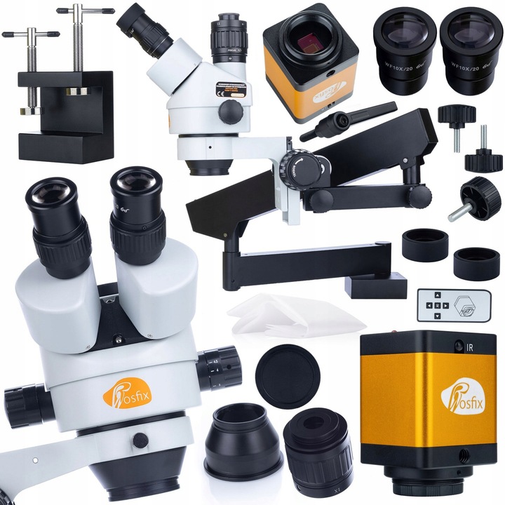 Тринокулярен стереоскопичен микроскоп, Rosfix, Neptune Pro, PEGASUS Pro 12MP микроскопска камера, 7x-45x увеличение