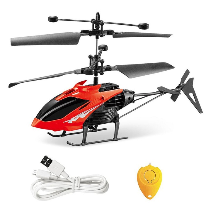 Helikopter távirányítóval, mozgásérzékelővel és lámpákkal, újratölthető, USB