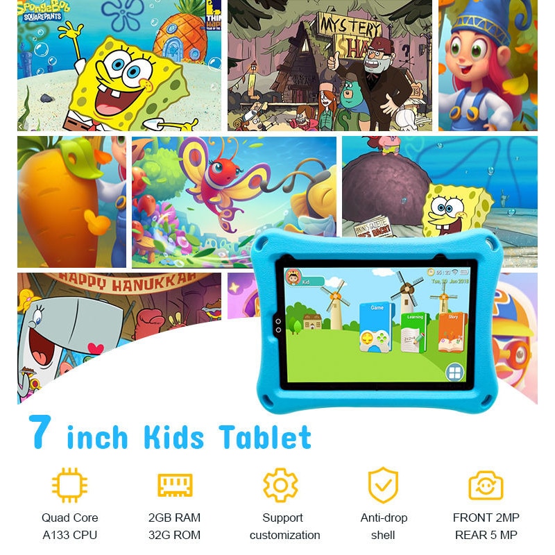 Tableta pentru copii Wintouch K714, Android, 2 GB RAM, 7 inchi, 32 GB, WIFI, Doua camere, Control parental, SIM, Albastru