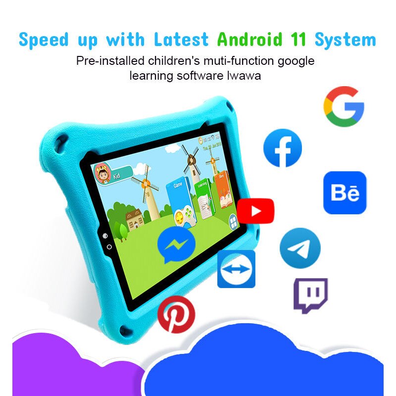 Tableta pentru copii Wintouch K714, Android, 2 GB RAM, 7 inchi, 32 GB, WIFI, Doua camere, Control parental, SIM, Albastru